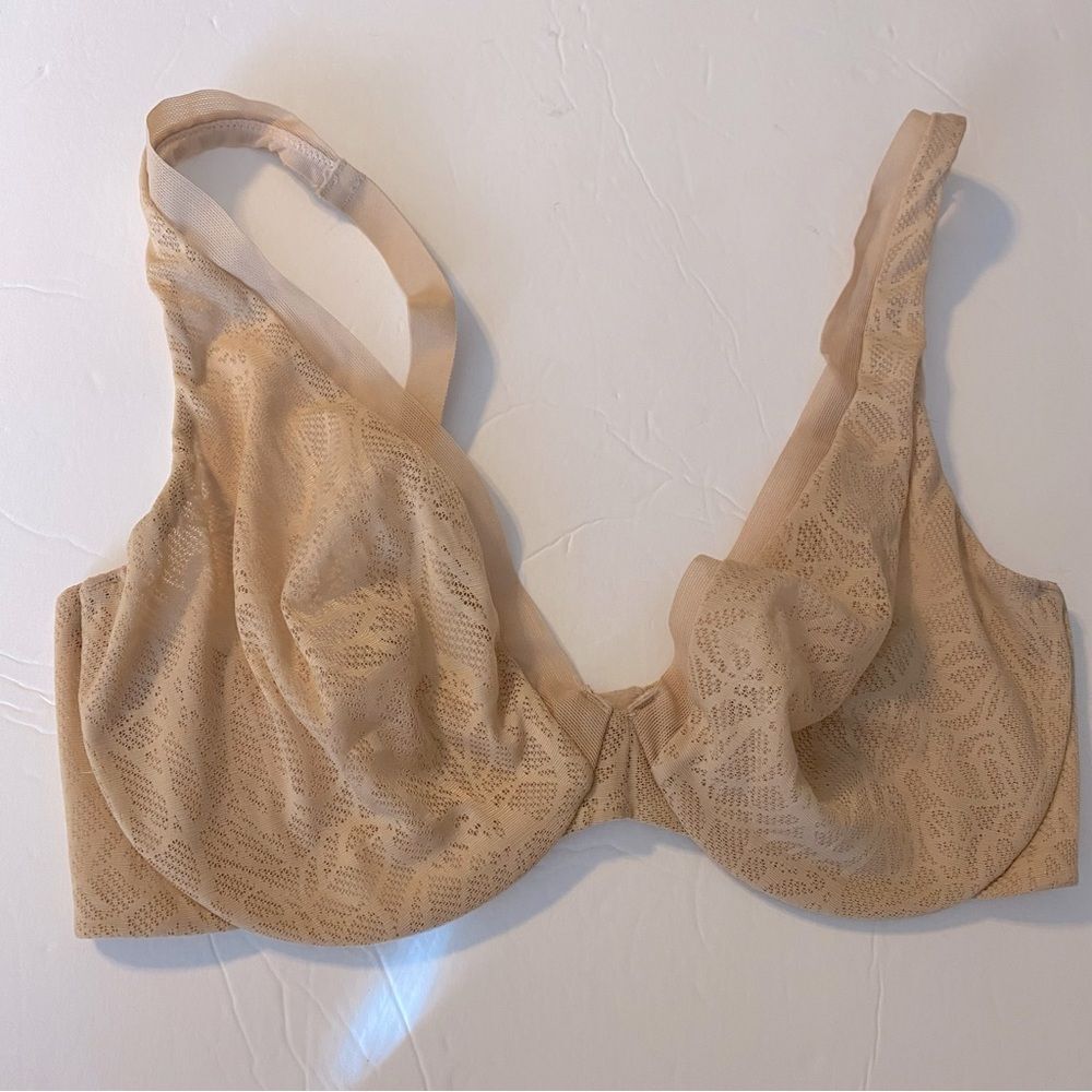 DKNY Very Sexy Unlined tan mesh lace underwear Bra 34DD